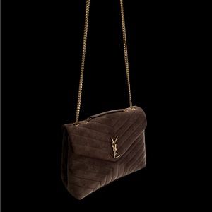 Saint Laurent Loulou Medium YSL Quilted Suede Shoulder Bag
